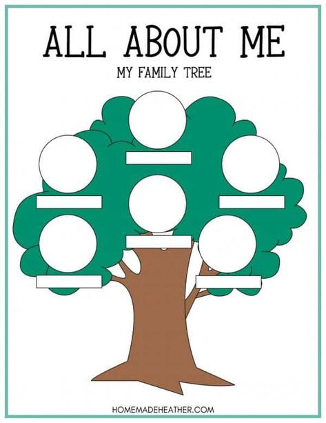 Family Tree Worksheet Free Printable, Family Worksheet Preschool, All About My Family Preschool Activities, My Family Worksheets For Kids, Family Tree Ideas For Kids, All About My Family, Family Tree Activity, Printable Family Tree, All About Me Activity