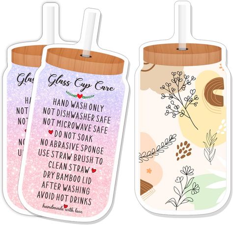 Glass Tumbler Care Instructions, Small Business Care Instructions, Care Cup Instructions, Cup Care Instructions Free, Tumbler Price List, Glass Cup Vinyl Ideas, Tumbler Packaging Ideas, Circut Joy, Tumbler Care Instructions