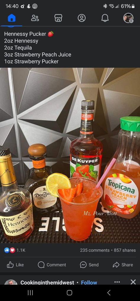 Don Julio Reposado Drinks Recipes, Dark Liquor Mixed Drinks, Don Julio Drinks Recipes, Hennessy Drinks Recipes, Frozen Alcoholic Drinks Recipes, Slushy Alcohol Drinks, Hennessy Drinks, Fun Drinks Alcohol, Alcholic Drinks