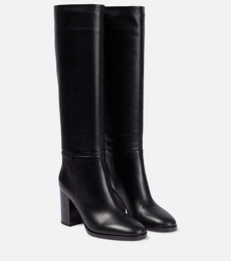 Santiago Knee High Leather Boots in Black - Gianvito Rossi | Mytheresa Luxury Boots, Rossi Shoes, Knee High Leather Boots, Evening Shoes, Brown Leather Boots, Formal Shoes, Black Leather Boots, Gianvito Rossi, Luxury Shoes