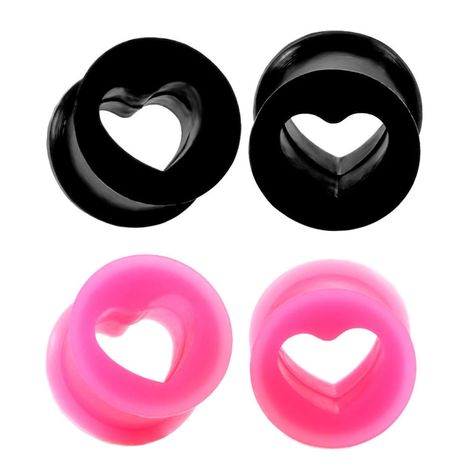 PRICES MAY VARY. Material: Sofe Silicone, Look Nice And Comfort-fit. Gauges: 6g(4mm), 4g(5mm), 2g(6mm), 0g(8mm), 00g(10mm), 1/2"(12mm), 9/16"(14mm), 5/8"(16mm), 11/16"(18mm), 3/4"(20mm), 7/8"(22mm), "1(25mm), We have different sizes of ear gauges for you to choose from, please choose the correct size. 4Pcs black and pink included. Safe Tips: Ear gauges can help widen pierced ears, add to your beauty. But please pay attention to safety during use. Don't expand your ears too much at one time, and Small Gauges Aesthetic, Heart Gauges, Piercing Sets, Pretty Plugs, Body Jewerly, Small Gauges, Couples Love, Ear Tunnels, Hollow Heart