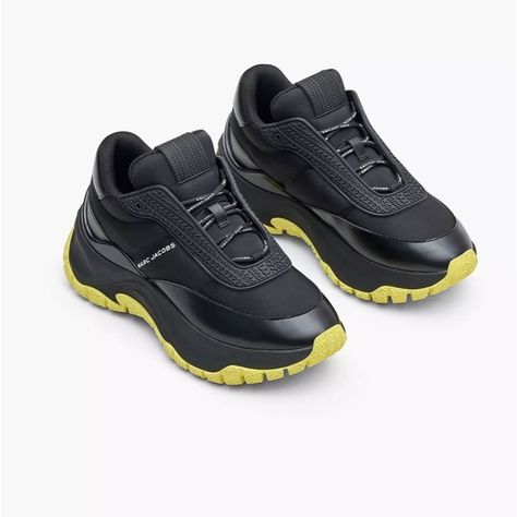 Marc Jacobs The Lazy Runner women’s sneaker NEW! Size 39 EU, 8.5 US Marc Jacobs Shoes, Jacob Black, Black N Yellow, Womens Shoes Sneakers, Marc Jacobs, Steve Madden, Womens Sneakers, Rubber Sole, Shoes Sneakers