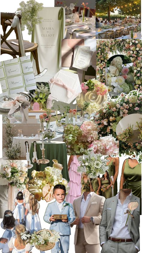 Chic Garden Party Wedding, Soft Romance Wedding, Garden Wedding Mood Board, Light Pink And Green Wedding, Garden Wedding Color Palette, Eccentric Wedding, Quiet Luxury Wedding, Garden Wedding Aesthetic, Enchanted Wedding Decor