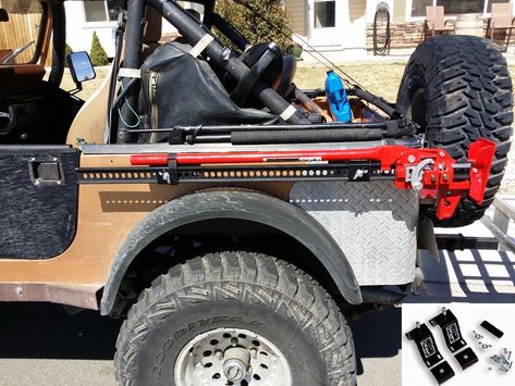 Jeep Wrangler Accessories - Hi-Lift Jack 4X400 4XRAC Jack Mounting System Hi Lift Jack Mount, Black Jeep Wrangler, Diy Jeep, Jeep Wrangler Lifted, Jeep Wrangler Accessories, Black Jeep, Wrangler Accessories, Lifted Jeep, Jeep Cj5