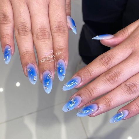 Nails Nyc, Nyc Nails, Blue Aura, Asian Nails, Korean Nails, Pretty Gel Nails, Nails Blue, Jelly Nails, June 1