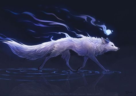 Wolf Spirit Animal Art, Mythical Wolf, Magical Wolf, Mystical Wolf, Canine Drawing, Fox Artwork, Mythical Creatures Fantasy, Mystical Animals, Fantasy Wolf