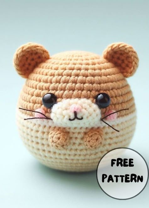 Crochet Hamster Amigurumi Easy Crochet Patterns Free Beginners Animals, Easy Animal Crochet Patterns Free, Crochet Hamster Pattern Free, Hamster Crochet Pattern Free, Hamster Crochet Pattern, Crochet Amigurumi Free Patterns Animals, Hamster Crochet, Crochet Hamster, Easy Crochet Amigurumi