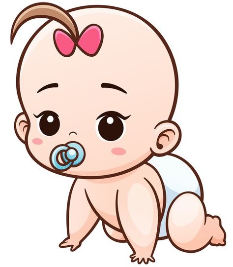 Cartoon baby learn to crawl Premium Vect... | Premium Vector #Freepik #vector #baby-cartoon #little-baby #baby-smile #cute-baby Baby Cartoon Characters, Baby Cartoon Drawing, Images Kawaii, Baby Posters, Baby Illustration, Baby Painting, Crawling Baby, Baby Drawing