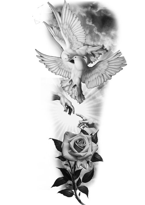 Dove Leg Tattoo Men, Dove Roses Tattoo, Cherub Tattoo Men, Dove Drawing Tattoo, Engel Tattoo Design, Dove Tattoo Sleeve, Men Feather Tattoo, Realistic Dove Tattoo, Dove Tattoo Design For Men