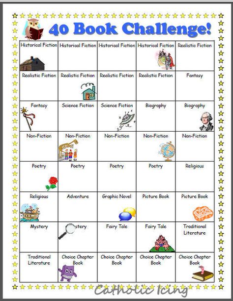 Printable 40 book challenge by genre - free! Reading Contest, 40 Book Challenge, Book Whisperer, 100 Book Challenge, Reading Genres, Book Tasting, Reading Incentives, Library Lesson Plans, Summer Reading Challenge