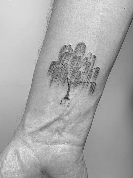 25 Intricate Tree Tattoos for Men in 2021 - The Trend Spotter Ww Tattoo, Weeping Willow Tattoo, Tree Tattoo Back, Tree Tattoo Men, Willow Tree Tattoos, Tree Tattoos, Willow Trees, Weeping Willow Tree, Tree Tattoo Designs