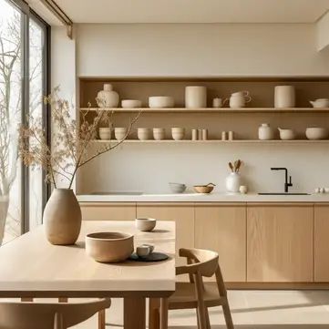 The best of 2 worlds: How to Master Japandi Interior Design for a Serene Sanctuary - axxla interior design Japandi Style Kitchen, Muji Home, Japandi Interior Design, Minimalist Kitchen Design, Japandi Interior, Living Room Scandinavian, Scandinavian Kitchen, House Design Kitchen, Kitchen Room Design