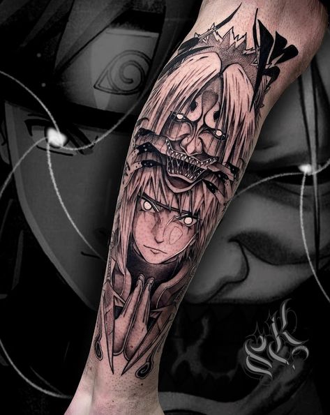 Tato Naruto, Naruto Tattoos, Japanese Leg Tattoo, Seal Tattoo, Small Chest Tattoos, Dragon Ball Tattoo, Manga Tattoo, One Piece Tattoos, Cool Arm Tattoos