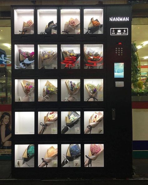 NOWNESS on Instagram: “A flower vending machine in Seoul, South Korea 💐⁠ ⁠ via @oshsdesign⁠ ⁠ Tap the link in bio to explore the globe in Portrait of a Place on…” Bloom Photoshoot, Florist Brand, Flower Shop Interiors, Flower Shop Decor, Nothing But Flowers, Bead Shop, Vending Machine, Seoul South Korea, Gift Store