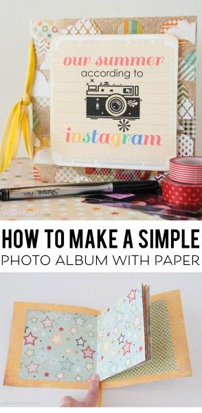 How to make a simple photo album using just paper!  A great way to make a cute little scrapbook or gift of your Instagram Photos! Make A Photo Album, Streamer Party Decorations, Photo Gifts Diy, Polka Dot Chair, Photo Album Craft, Creative Scrapbook, Photo Album Diy, Album Diy, Best Craft