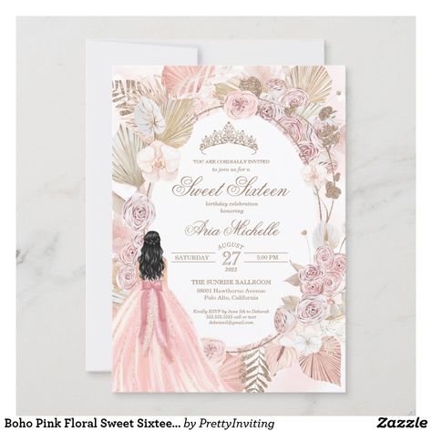 Boho Quinceanera, Kawaii Posters, Rapunzel Theme, Bohemian Bridal Shower, Quince Invitations, Quinceanera Invitation, 16th Birthday Invitations, Quince Ideas