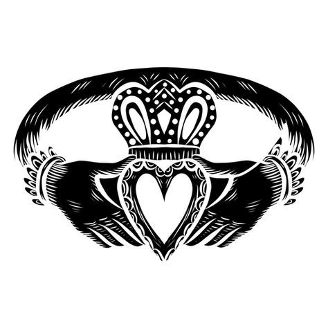 Claddagh Ring Drawing, Claddagh Drawing, Simple Claddagh Tattoo, Traditional Claddagh Tattoo, Claddagh Design Art, Claddagh Embroidery, Claddagh Ring, Ring Vector, Ring Sketch