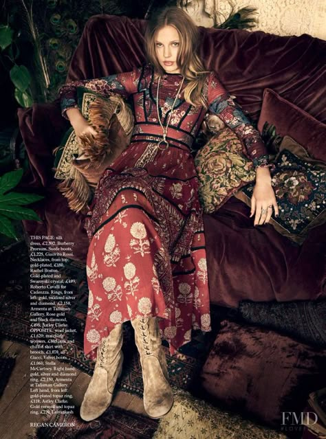 Bohemian Lights in Harper's Bazaar UK with Elisabeth Erm wearing Burberry Prorsum,Gianvito Rossi - (ID:23906) - Fashion Editorial | Magazines | The FMD #lovefmd Bohemian Schick, Moda Hippie, Mode Editorials, Ethno Style, Mode Hippie, 얼굴 그리기, Estilo Hippie, Bohemian Lifestyle, Estilo Boho Chic