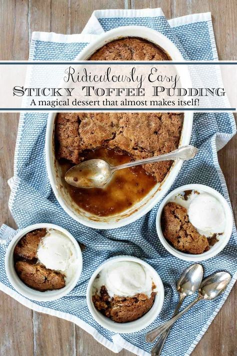 Ridiculously Easy Sticky Toffee Pudding Easy Sticky Toffee Pudding, English Dessert Recipes, Sticky Toffee Pudding Recipe, Toffee Pudding Recipe, Sticky Toffee Pudding Cake, Sticky Pudding, Sticky Date Pudding, Dinner Party Desserts, British Desserts