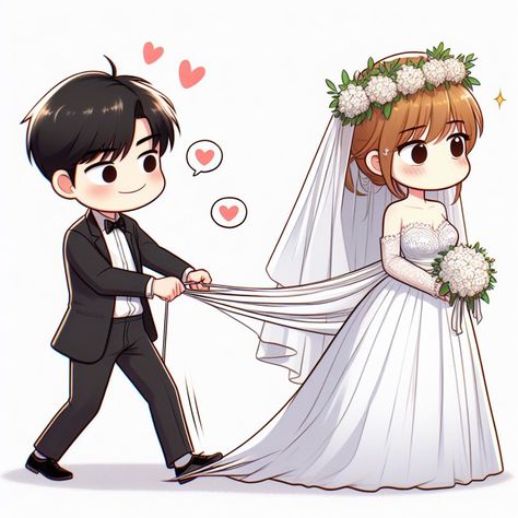 Bride Animation, Wedding Artwork, Very Cute Puppies, Floral Wallpaper Iphone, Cute Animal Drawings Kawaii, Cute Couple Wallpaper, Cartoons Love, Animation Art Character Design, Couple Wallpaper