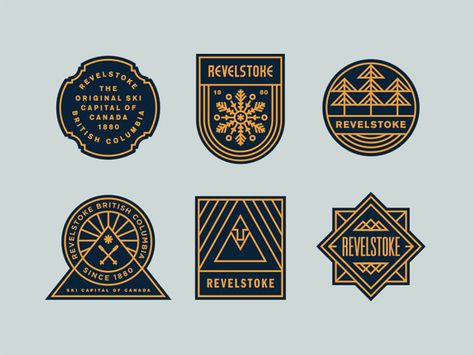 badges Badge Logo Design Ideas To Use As Inspiration Badge Shapes, Ski Mountains, Revelstoke Bc, Steve Wolf, Canada Logo, Badge Ideas, Logo Sketches, Simple Designs To Draw, Retro Logos