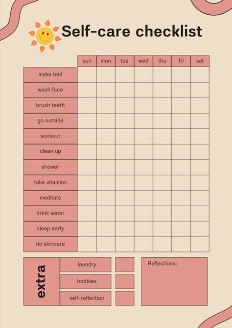 Weekly Self-care Checklist - Etsy UK