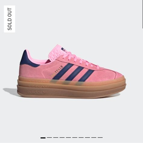 Pink W/ Navy Stripes Adidas Gazelle Bold Sneakers Women’s Size 8 - Currently Sold Out Online Lightly Worn Gazelle Bold Shoes, Adidas Gazelle Bold, Gazelle Bold, Staple Shoes, Bold Shoes, Adidas Models, Pink Platforms, Adidas Pink, Sole Sneakers