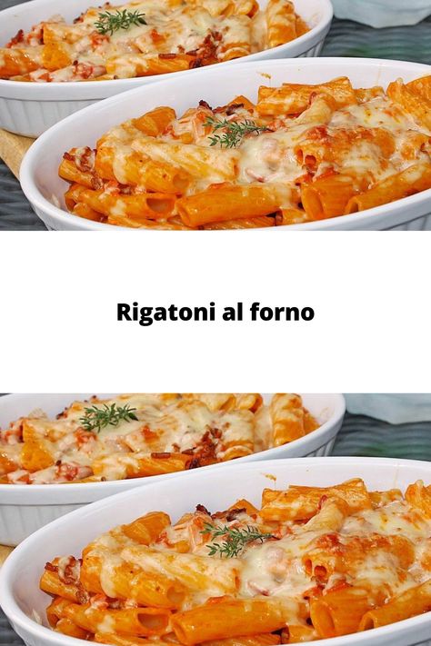 Rigatoni al forno Healthy Protein, Rigatoni, Noodle Dishes, Recipes From Heaven, Breakfast Lunch Dinner, Ravioli, Food Menu, Dinner Time, Lunch Recipes