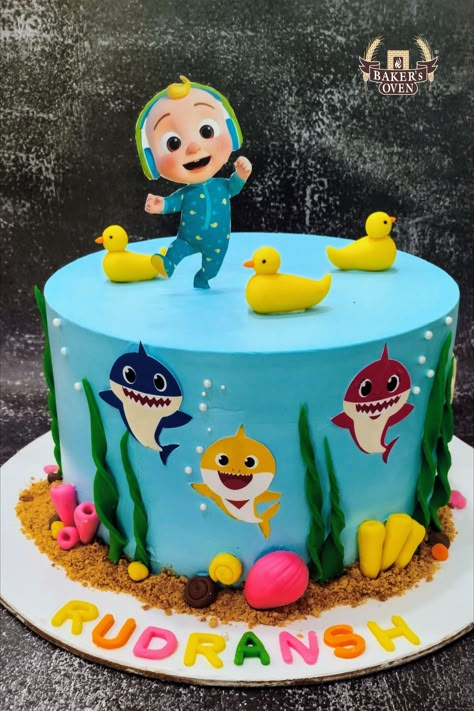 2 Year Birthday Theme Girl Cake, Coconelon Boy Cake, Cocmelon Birthday Girl, 2nd Year Birthday Cake, Birthday Cake For Toddler Boy, Birthday Cake For Toddler Girl, Cocomelon 2nd Birthday Cake, Sea Cake Design, Cake For 2 Year Boy