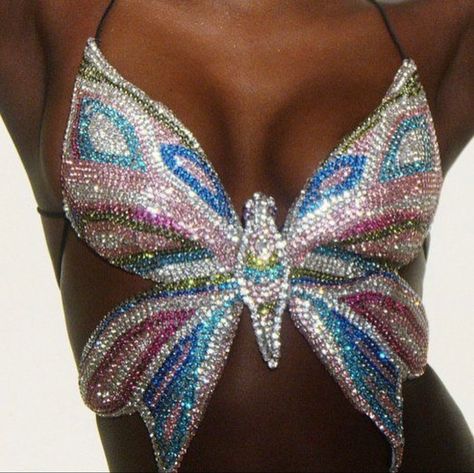 Look Festival, Butterfly Top, Crystal Butterfly, Looks Party, Looks Chic, Rave Outfits, 2000s Fashion, A Butterfly, Baku