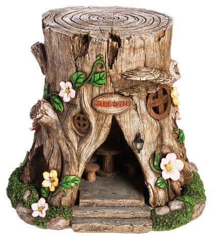 New Creative 15" Solar Tree Stump Fairy House - Multi Color - Evergreen Enterprises Tree Stump Fairy House, Stump Fairy House, Solar Fairy House, Fairy House Garden, Solar Tree, Fairy Tree Houses, Clay Fairy House, Fairy House Diy, Fairy Garden Designs