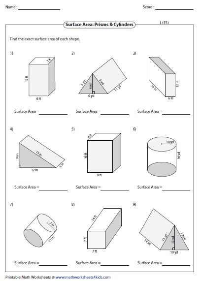 Surface Area And Volume Formulas, Volume Rectangular Prism Activities, Volume Of Rectangular Prisms Anchor Chart, Area Lesson, Volume Rectangular Prism, Surface Area Of Rectangular Prism, Volume Worksheets, Area Worksheets, 3d Shapes Worksheets