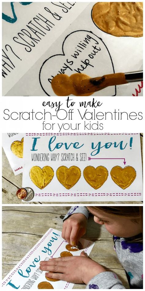 Diy Scratch Off, Vday Crafts, Valentines Diy Kids, Craft Hobbies, Baby Crafts Diy, Childrens Valentines, Scratch Off Tickets, Diy Valentines Cards, Scratch Off Cards