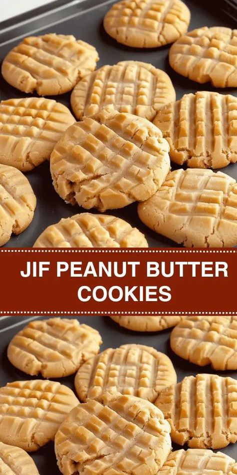 Try these delicious Jif Peanut Butter Cookies, perfect for any occasion. Made with creamy Jif peanut butter, brown sugar, and a hint of vanilla, these cookies are soft, chewy, and full of rich peanut butter flavor. Easy to bake and even easier to enjoy, they’re ideal for family gatherings, holiday treats, or a sweet snack anytime. Jiff Peanut Butter Cookies, Jif Peanut Butter Cookies, Potatoes Cakes, Recipes With Peanut Butter, Creamy Peanut Butter Cookies, Crisco Cookies, Butter Biscuits Recipe, Homemade Peanut Butter Cookies, Jif Peanut Butter