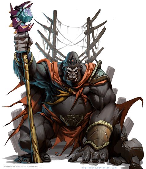 Gorila King by el-grimlock.deviantart.com on @deviantART Fantasy Monkey Race, Fantasy Monkey, Gorilla Gorilla, Gorillas Art, Ape Monkey, Monkey Art, Fantasy Races, Monkey King, Monster Design