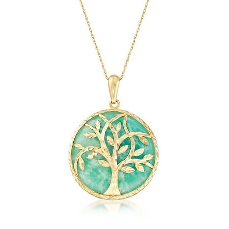 At Ross-Simons, we recognize the style power of versatile classics. A symbol from nature connecting you to all things, this tree of life gleams across a 24.5mm teal amazonite gemstone showcased in diamond-cut and polished 14kt yellow gold. Suspends from a rope chain with a 2" extender. Springring clasp, amazonite tree of life necklace. Necklace drop length - 1 3/8 inches long. Necklace drop width - 1 inch wide. Each Ross-Simons item arrives in a fine jewelry presentation box. Shop Ross-Simons je Jewelry Presentation, April Birthday, Diamond Birthstone, Tree Of Life Necklace, Tree Of Life Pendant, Necklace Necklace, Rope Chain, Diamond Cut, Tree Of Life