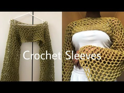 How to crochet fishnet shrug/sleeves/bolero. - YouTube Fishnet Shrug, Shrug Sleeves, Crochet Fishnet, Crochet Shrug Pattern Free, Crochet Shrug Bolero, Crochet Bolero Pattern, Bolero Pattern, Crochet Sleeves, Poncho Crochet