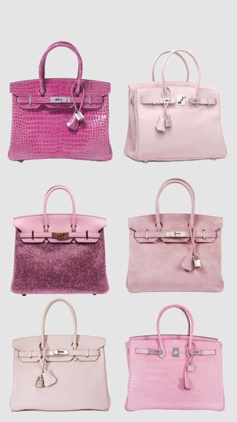 Pink Designer Bag Aesthetic, Pink Birkin, Birken Bag, Birkin Bags, Luxury Bags Collection, Girly Bags, Pink Girly Things, Luxury Purses, Fancy Bags