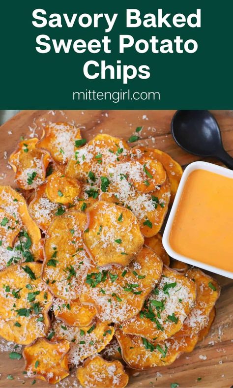 Air Fry Sweet Potato Chips, Baked Sweet Potato Chips Oven, Sweet Potato Chips Oven, Sweet Potato Chips Air Fryer, Keto Receipts, Air Fryer Sweet Potato Chips, Potato Towers, Savory Sweet Potato Recipes, Savory Sweet Potato