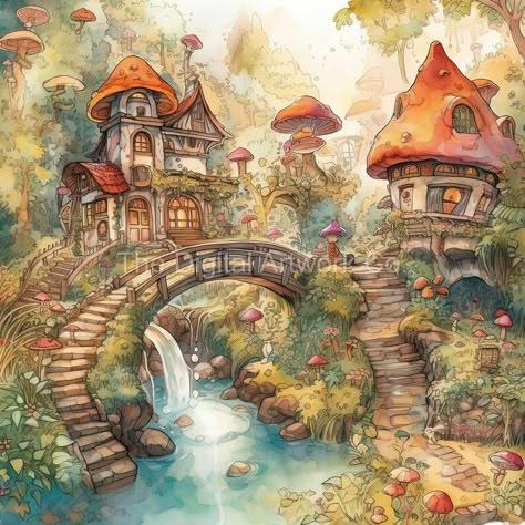 Description 12 High Quality Digital JPGs Clip Art Whimsical Fairy Villages Incredible value! Every set in my store includes 12 beautiful images in order to give you the best possible value for money! Beautiful Building Drawing, Woodland Village Fantasy Art, Fairy Garden Fantasy Art, Fairy Village Illustration, Fairy Landscape Drawing, Whimsical Garden Illustrations, Cute Village Drawing, Fairy Town Drawing, Fairy Village Art