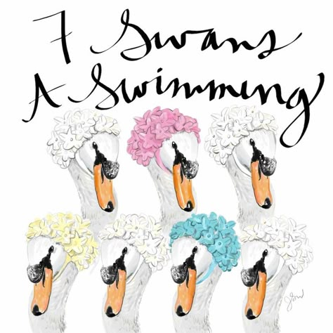 The Definitive 12 Days of Christmas! – thefrancofly 7 Swans A Swimming, Swan Illustration, Christmas Funnies, 12 Days Of Xmas, Turtle Doves, Bathing Cap, Partridge In A Pear Tree, Seasonal Fruits, The 12 Days Of Christmas