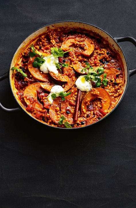 Couscous Tagine, Pearl Pumpkin, Vegetarian Tagine, Fresh Cheese Recipe, Vegetable Tagine, Tajin Recipes, Pine Nut Recipes, Pearl Couscous, Tagine Recipes