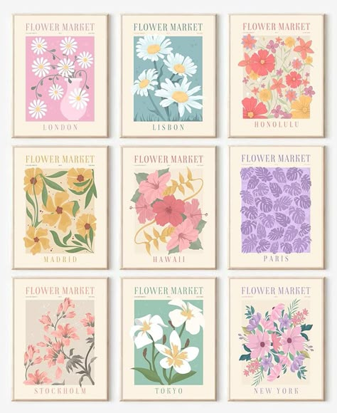 Amazon.com: Flower Market Posters Set of 9, Minimalist Flower Market Wall Art Prints, Vintage Flower Pictures Wall Decor, Abstract Canvas Colorful Floral Painting for Living Room,Bedroom,Dorm,: Posters & Prints Vintage Flower Pictures, Flower Market Posters, Toilette Design, Printable Wall Collage, Art Prints Vintage, Pictures Wall Decor, Minimalist Flower, Flower Market Poster, Posca Art