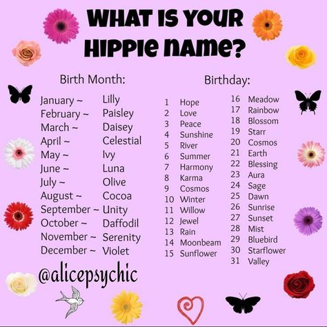 786 Likes, 577 Comments - Alice Psychic⭐️✨♋️ (@alicepsychic) on Instagram: “Good morning from Luna Mist! What's your name? . . . . . . . . . . . . . .#fun #karma…” Hippie Girl Names, Funny Name Generator, Hippie Names, Name Maker, Baby Name Generator, Unicorn Names, Hippie Party, Fantasy Names, Name Games