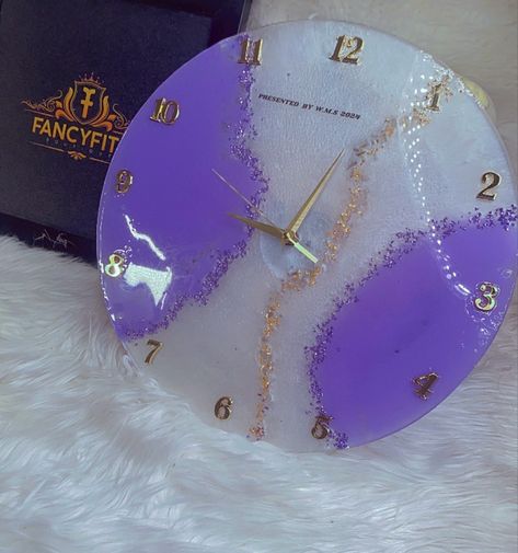 Purple abstract resin clock perfect for home wall decor Epoxy Resin Wall, Resin Wall Clock, Resin Clock, Resin Craft, Purple Abstract, Home Wall Decor, Resin Crafts, Epoxy Resin, Wall Clock