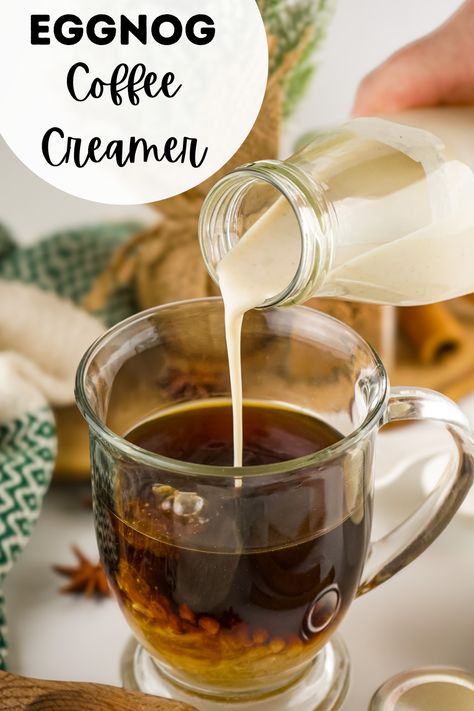 Elevate your coffee creamer this holiday with this delicious Eggnog Coffee creamer recipe. Homemade eggnog coffee creamer is rich in sweetness full of holiday spices and perfectly pairs with your coffee. This eggnog creamer is sure to transform your ordinary cup of coffee into a Christmas celebration of the season. Egg Nog Coffee Creamer, Eggnog Creamer, Eggnog Coffee Creamer, Creamer Homemade, Eggnog Coffee, Festive Holiday Drinks, Homemade Coffee Creamer, Coffee Creamer Recipe, Special Drinks