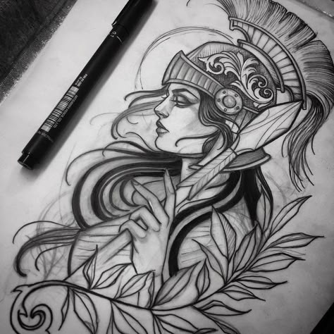 Athena Tattoo, Valkyrie Tattoo, Vegas Tattoo, Greek Mythology Tattoos, Goddess Tattoo, Warrior Tattoos, Mythology Tattoos, Medusa Tattoo, Greek Tattoos