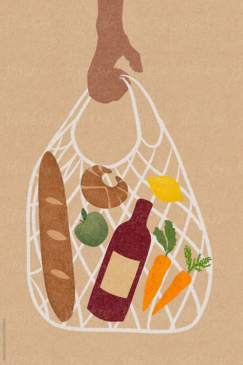 Grocery Bag Illustration, Grocery Bag Drawing, Grocery Drawing, Grocery Shopping Illustration, Plastic Bag Illustration, Grocery Store Illustration, Shopping Bag Drawing, Grocery Illustration, Shopping Bag Illustration