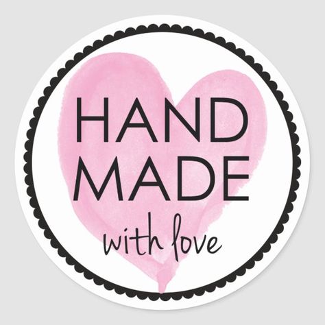 Pink Heart Handmade with Love Classic Round Sticker Love Logo, Business Stickers, Pretty Packaging, Love Stickers, Create Custom Stickers, Hand Crafted Gifts, Handmade With Love, Round Stickers, Etsy Handmade