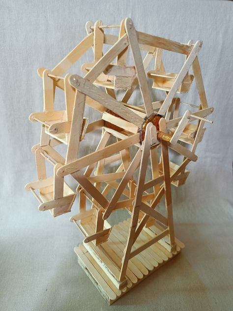 Popsicle Stick Crafts House, Templat Kotak, Wheel Craft, Popsicle Crafts, Farmhouse Outdoor, Stick Art, Popsicle Stick Crafts, Design Outdoor, Seni Origami